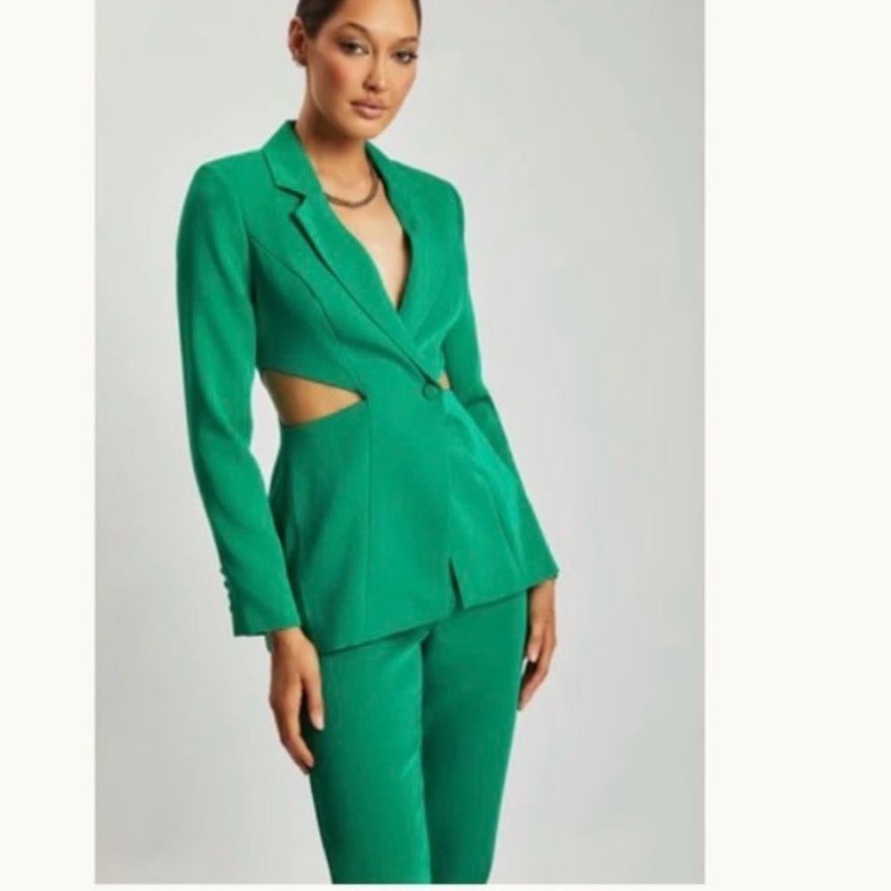 Meshki Bottle Green High Waist Trousers